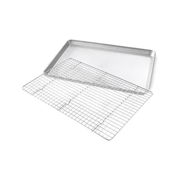 USA Pan Bakeware Half Sheet Baking Pan and Bakeable Nonstick and Cooling Rack Set, Metal