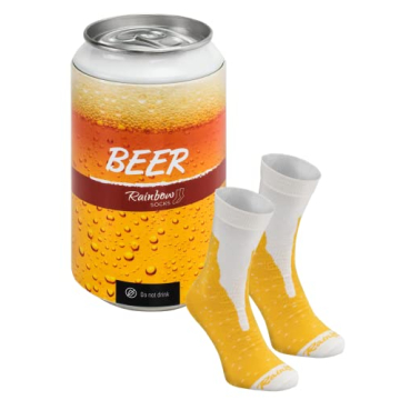 Rainbow Socks - Men Women Funny Beer Can Socks - 1 Pair - Size US 9.5-13 EU 41-46