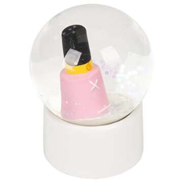 Elanze Designs Pink Shop Nail Polly Character Miniature 45MM Sturdy Mini Glitter Water Snow Globe Ma...