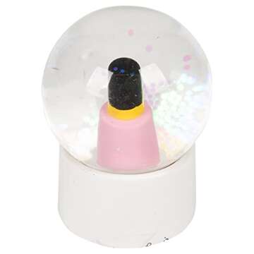 Elanze Designs Pink Shop Nail Polly Character Miniature 45MM Sturdy Mini Glitter Water Snow Globe Magical Whimsical Tabletop Dresser Nightstand Figurine Decoration