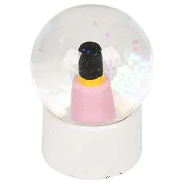 Elanze Designs Pink Shop Nail Polly Character Miniature 45MM Sturdy Mini Glitter Water Snow Globe Magical Whimsical Tabletop Dresser Nightstand Figurine Decoration