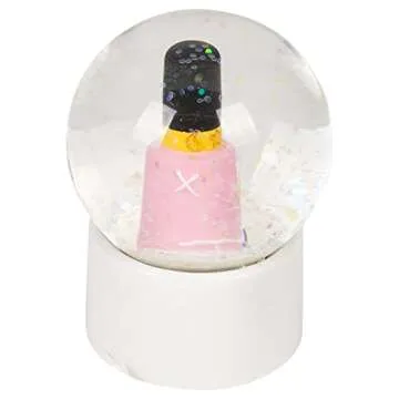 Elanze Designs Pink Shop Nail Polly Character Miniature 45MM Sturdy Mini Glitter Water Snow Globe Magical Whimsical Tabletop Dresser Nightstand Figurine Decoration