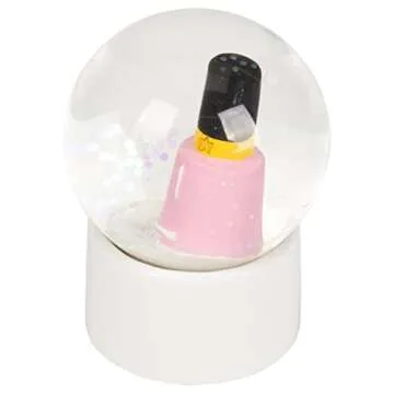 Elanze Designs Pink Shop Nail Polly Character Miniature 45MM Sturdy Mini Glitter Water Snow Globe Magical Whimsical Tabletop Dresser Nightstand Figurine Decoration