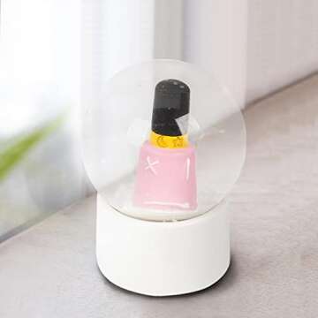 Elanze Designs Pink Shop Nail Polly Character Miniature 45MM Sturdy Mini Glitter Water Snow Globe Magical Whimsical Tabletop Dresser Nightstand Figurine Decoration