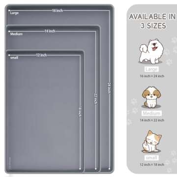 MateeyLife Silicone Cat & Dog Food Mat for Floors Waterproof, Anti-Slip Dog Bowl Mats for Food and W...