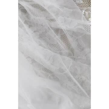 Charmian Women's Sexy Strapless Floral Embroidery Mesh Princess Gothic Vintage Bustier Corset with Lace Skirt White Large