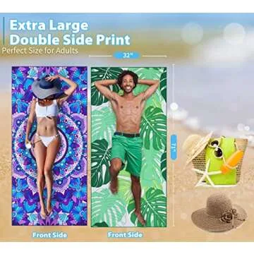 2 Pack Microfiber Thin Beach Towel Lightweight 71x32 Oversized Extra Large Sand Free Towels Quick Dry for Travel Pool Yoga Gym Sports Beach Accessories Vacation Essential Gift