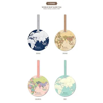 King&Pig 4pcs World Map Luggage Tags Suitcase Luggage Tags Travel Accessories Baggage Name Tags