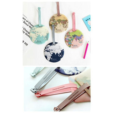 King&Pig 4pcs World Map Luggage Tags Suitcase Luggage Tags Travel Accessories Baggage Name Tags