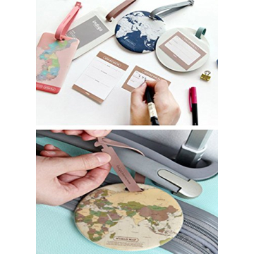 King&Pig 4pcs World Map Luggage Tags Suitcase Luggage Tags Travel Accessories Baggage Name Tags