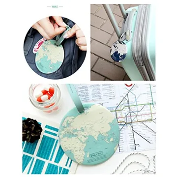 King&Pig 4pcs World Map Luggage Tags Suitcase Luggage Tags Travel Accessories Baggage Name Tags