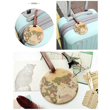 King&Pig 4pcs World Map Luggage Tags Suitcase Luggage Tags Travel Accessories Baggage Name Tags