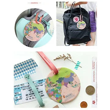 King&Pig 4pcs World Map Luggage Tags Suitcase Luggage Tags Travel Accessories Baggage Name Tags