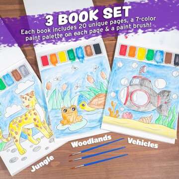 Imagination Works® Paint with Water Books for Kids, 3 Pack | Watercolor Coloring Book Set for Toddl...