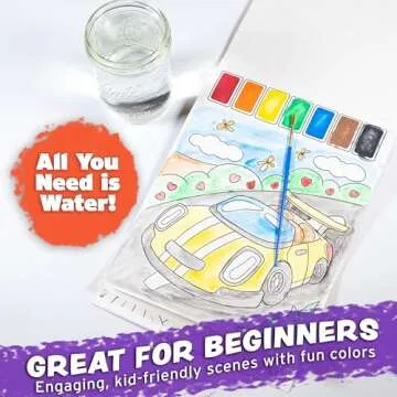 Imagination Works® Paint with Water Books for Kids, 3 Pack | Watercolor Coloring Book Set for Toddler Activities | Spillproof Kids Paint Palettes on Each Page (Jungle, Vehicles, Woodland)