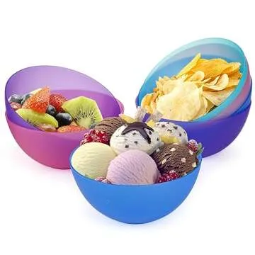 yarlung 20 Pack 24 Oz Plastic Salad Bowls, 6 Inch Snack Bowls Lightweight Cereal Bowls Set for Pasta, Soup, Rice, Clear 4 Colors