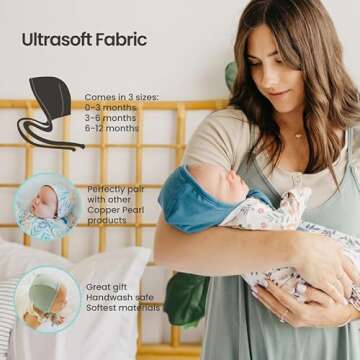 Copper Pearl Baby Bonnets: Ultra-Soft, Comfy to Wear, Tie-On Infant Sun Hat for Protection Against UV Rays, Trendy Coordinating Designs Swaddles, 0-3 Months - Camel