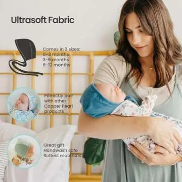 Copper Pearl Baby Bonnets: Ultra-Soft, Comfy to Wear, Tie-On Infant Sun Hat for Protection Against UV Rays, Trendy Coordinating Designs Swaddles, 0-3 Months - Camel