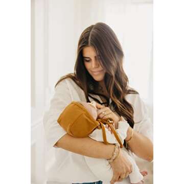 Copper Pearl Baby Bonnets: Ultra-Soft, Comfy to Wear, Tie-On Infant Sun Hat for Protection Against UV Rays, Trendy Coordinating Designs Swaddles, 0-3 Months - Camel