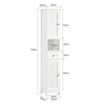 Haotian Tall Bathroom Storage Cabinet Skinny Storing Unit with Drawers Freestanding Linen Cabinet wi...