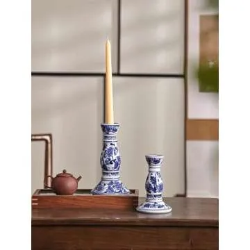 Blue and White Porcelain Candle Holder for Elegant Decor