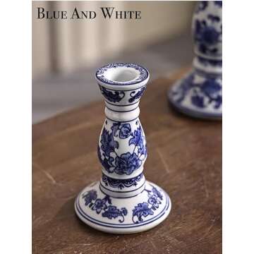 Blue and White Porcelain Candle Holder for Elegant Decor