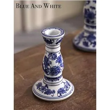 Blue and White Porcelain Candle Holder for Elegant Decor