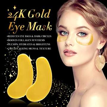 SHIFAKOU 24K Gold Eye Mask - 20 Pairs Under Eye Patches, Under Eye Collagen Patches Eye Masks for Puffy Eyes, Eye Treatment Patches for Dark Circles, Under Eye Bags, Moisturizing Improves Elasticity