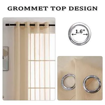 HUTO 2 Panels Solid Color Taupe Brown Sheer Curtains Elegant Grommet Window Voile Panels/Drapes/Trea...