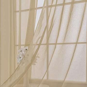 HUTO 2 Panels Solid Color Taupe Brown Sheer Curtains Elegant Grommet Window Voile Panels/Drapes/Treatment for Bedroom Living Room (52X108 Inch)