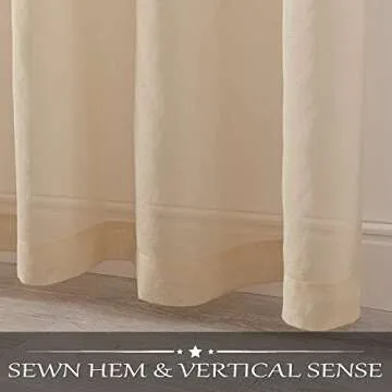 HUTO Solid Color Taupe Brown Sheer Curtains 52X108 Inch