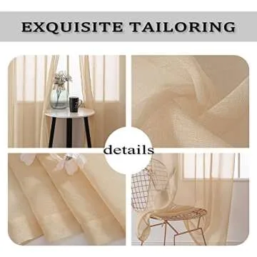 HUTO Solid Color Taupe Brown Sheer Curtains 52X108 Inch