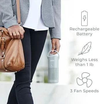 PureZone Mini Air Purifier - Cordless, HEPA Filter, Portable