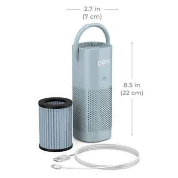 PureZone Mini Air Purifier - Cordless, HEPA Filter, Portable