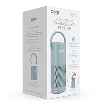 PureZone Mini Air Purifier - Cordless, HEPA Filter, Portable