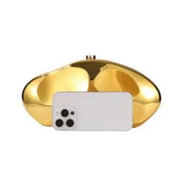 WuDiaoer Ladies Acrylic Shell Clutch Trendy Acrylic Metallic Evening Bag Geometric Clutch Purses for Women Wedding Party, Gold