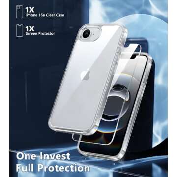 FNTCASE for iPhone 16e Case: Anti Yellowing Shockproof Case | Military Grade Protection Scratch-Resistant Cases | Rugged Slim Transparent Cell Phone Cover - Clear