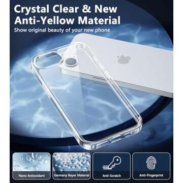 FNTCASE for iPhone 16e Case: Anti Yellowing Shockproof Case | Military Grade Protection Scratch-Resistant Cases | Rugged Slim Transparent Cell Phone Cover - Clear