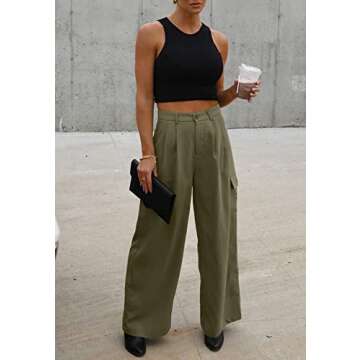 Dokotoo Cargo Pants Wide Leg Dress Pants Women Slacks Womens Trousers Women's 2024 Fall Outfits Teac...
