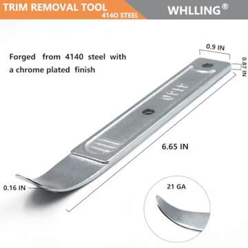 WHLLING 4140 Pry Bar Removal Tool, Pry Tool Pry Bar, Automotive Panel Removal Tool for Removing Auto...