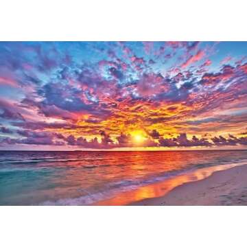 Khen Sunset Colored Crystal Wine Glass Set of 5, Large 20 OZ Glasses, Bright Italian Style Tall Stem...