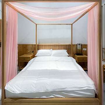 Linentalks Rose Pink Canopy Bed Scarf for Twin Bed, Luxury Sheer Bed Canopy Scarf, Sheer Scarf Valance Canopy Bed Drapes, Four Post Bed Canopy Drapes, Sheer Canopy 1 PC 52" X 205"