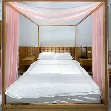 Linentalks Rose Pink Canopy Bed Scarf for Twin Bed, Luxury Sheer Bed Canopy Scarf, Sheer Scarf Valan...