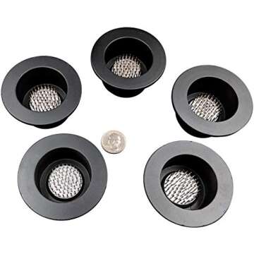 JWL HAWNKOA PRODUCTS Kenzan Ikebana Black Color Water Holding Flower Arranger Pin Frog 3" Lip Fits 2" Hole (5 Items)