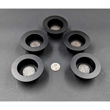 JWL HAWNKOA PRODUCTS Kenzan Ikebana Black Color Water Holding Flower Arranger Pin Frog 3" Lip Fits 2" Hole (5 Items)