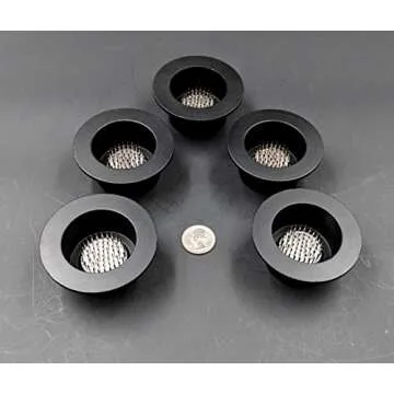 JWL HAWNKOA PRODUCTS Kenzan Ikebana Black Color Water Holding Flower Arranger Pin Frog 3" Lip Fits 2" Hole (5 Items)