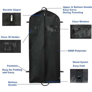 Simple Houseware 2 Pack 60-Inch Garment Bags for Travel