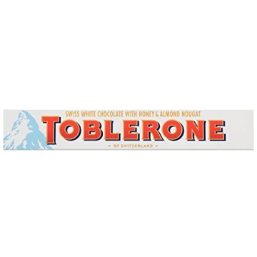 Toblerone Swiss White Chocolate Bar with Crunchy Nougat, 3.52 oz