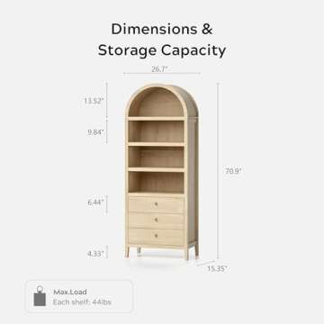 EYYTHUNG 71" Tall Arched Cabinet for Stylish Storage
