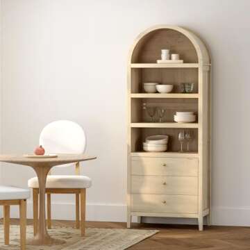 EYYTHUNG 71" Tall Arched Cabinet for Stylish Storage